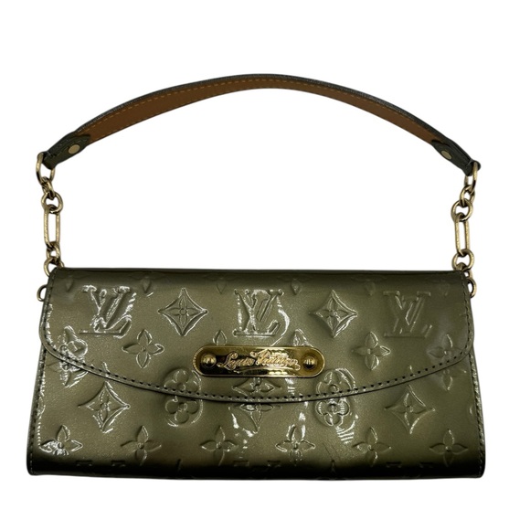 Louis Vuitton Olive Green Monogram Vernis LV Wallet On Chain Sunset Blvd Clutch - Picture 7 of 11